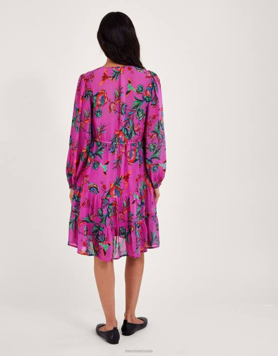 Monsoon نحيف فستان الشاي الأردني D68H11 ملابس لون القرنفل