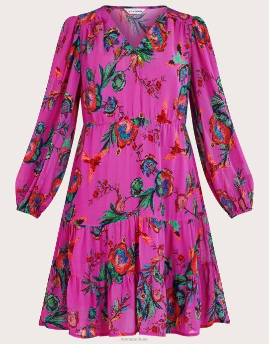 Monsoon نحيف فستان الشاي الأردني D68H11 ملابس لون القرنفل