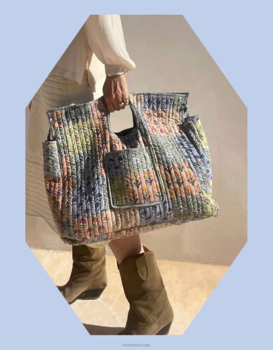 Monsoon نحيف حقيبة ميزون إم المرقعة D68H1211 ملحق أزرق