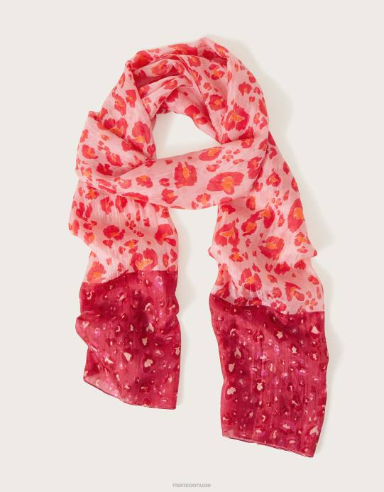 Monsoon نحيف وشاح حريري بطباعة حيوان D68H1215 ملحق أنيق