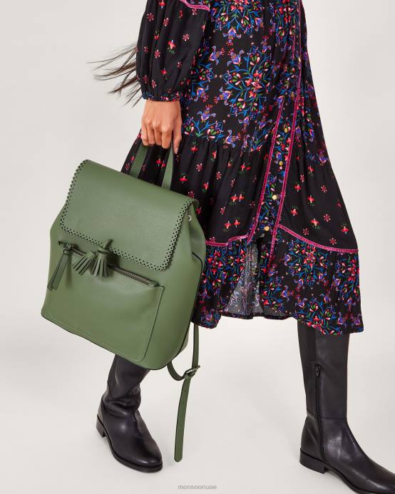 Monsoon نحيف حقيبة ظهر شرابة D68H1218 ملحق أخضر