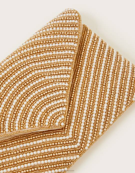 Monsoon نحيف حقيبة كلاتش مغلف باللؤلؤ مطرز D68H1222 ملحق أنيق