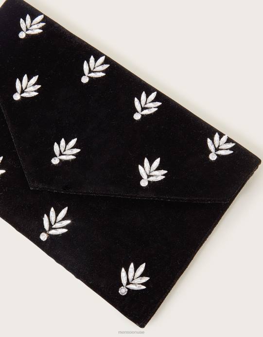 Monsoon نحيف حقيبة يد مخملية كريستالية D68H1224 ملحق أنيق