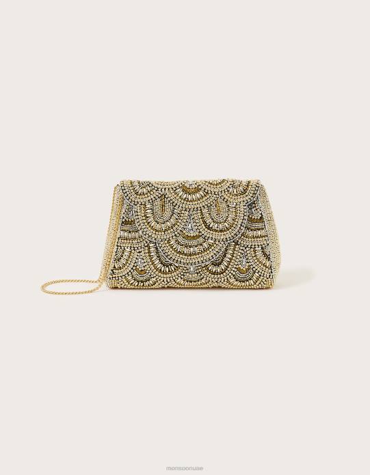 Monsoon نحيف الإسكالوب مطرز حقيبة D68H1225 ملحق أنيق