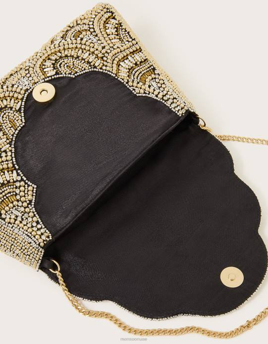 Monsoon نحيف الإسكالوب مطرز حقيبة D68H1225 ملحق أنيق