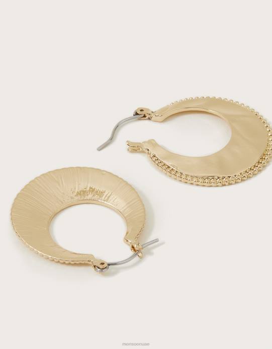 Monsoon نحيف أقراط دائرية مسطحة الملمس D68H1232 ملحق رشيقة