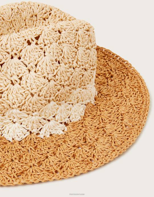 Monsoon نحيف قبعة فيدورا مكرامية D68H1237 ملحق أنيق