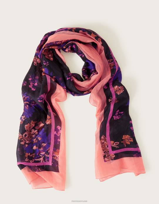 Monsoon نحيف كيرا وشاح الحرير الحدود D68H1246 ملحق حار