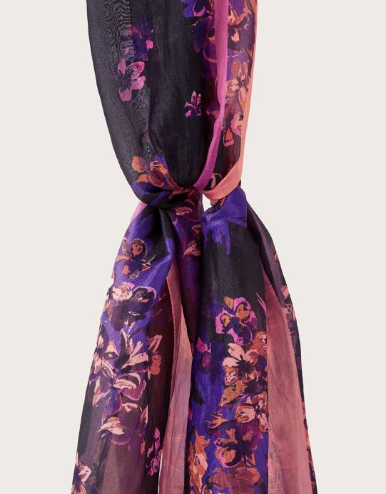 Monsoon نحيف كيرا وشاح الحرير الحدود D68H1246 ملحق حار