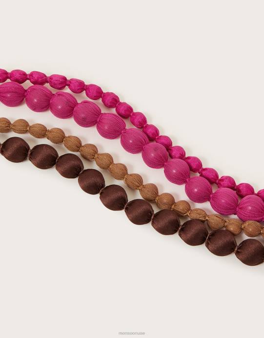 Monsoon نحيف قلادة حبة متعددة النسيج D68H1251 ملحق أنيق