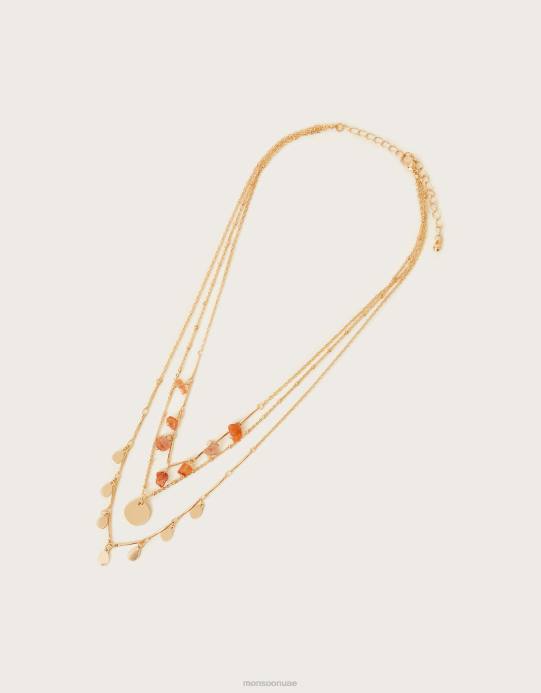 Monsoon نحيف قلادة الطبقات سحر الحجر D68H1260 ملحق موضة