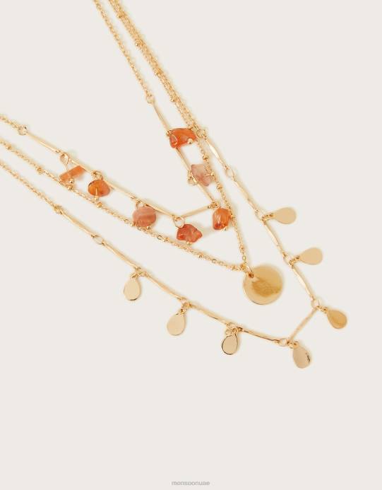 Monsoon نحيف قلادة الطبقات سحر الحجر D68H1260 ملحق موضة