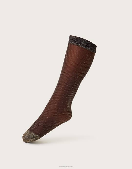 Monsoon نحيف مجموعة جوارب بوب مكونة من ثلاثة D68H1266 ملحق ذهب