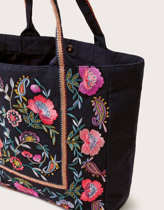 Monsoon نحيف حقيبة تسوق مطرزة D68H1268 ملحق حار