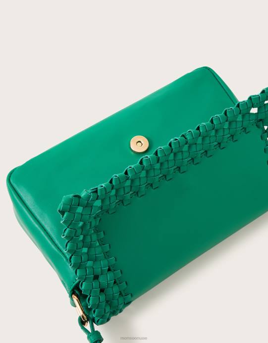 Monsoon نحيف حقيبة كروس جلدية منسوجة D68H1269 ملحق موضة