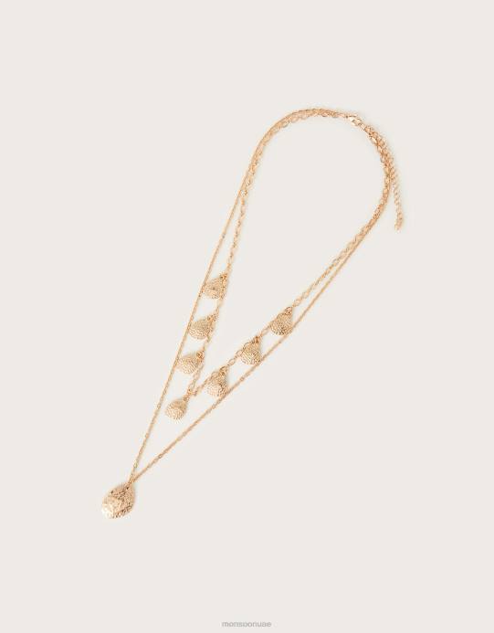 Monsoon نحيف قلادة الطبقات سحر القرص D68H1273 ملحق أنيق