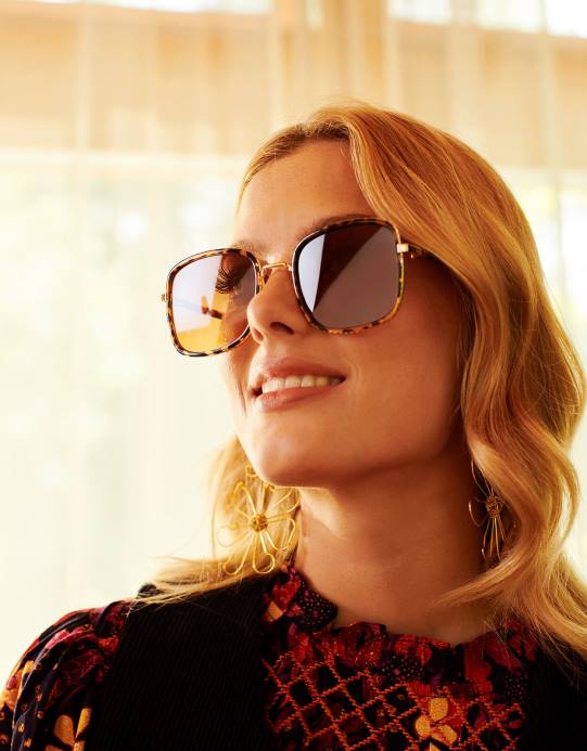 Monsoon نحيف النظارات الشمسية مربعة السلحفاة D68H1275 ملحق أنيق