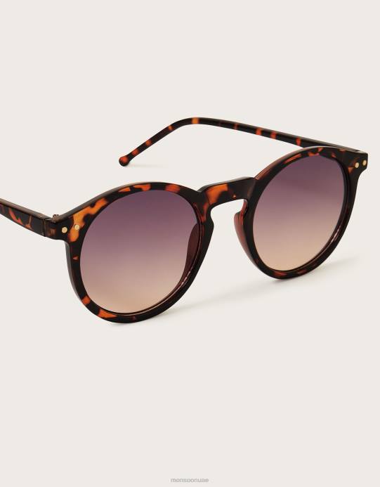 Monsoon نحيف النظارات الشمسية المستديرة صدف السلحفاة D68H1279 ملحق حار