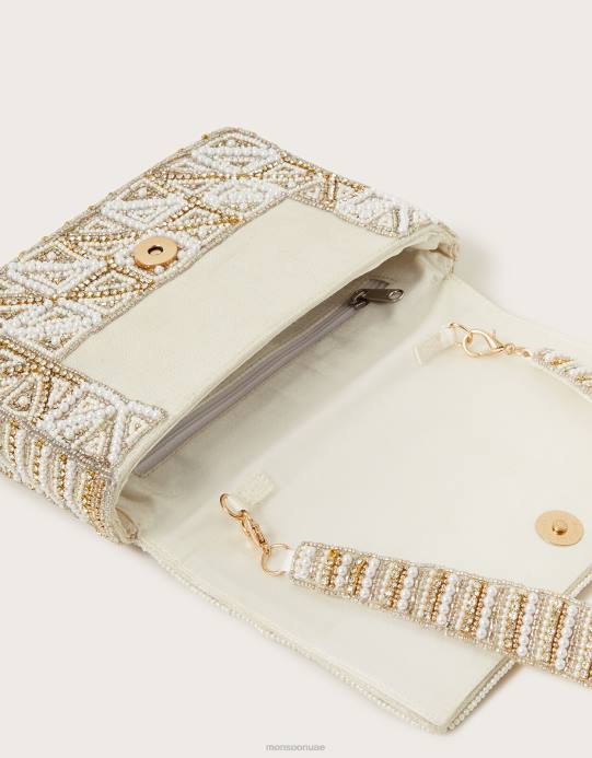 Monsoon نحيف حقيبة كتف للعرائس مزينة بأشكال هندسية D68H1281 ملحق موضة