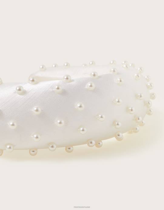 Monsoon نحيف عصابة رأس زفاف مبطنة باللؤلؤ D68H1286 ملحق حار