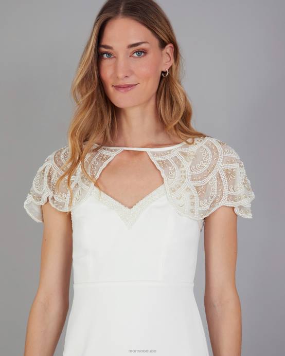 Monsoon نحيف منمق الرأس الكتف الزفاف D68H1287 ملحق عاج