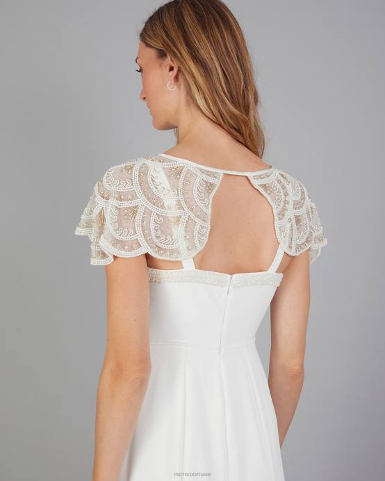 Monsoon نحيف منمق الرأس الكتف الزفاف D68H1287 ملحق عاج