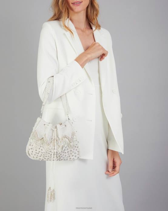 Monsoon نحيف حقيبة يد مزينة باللؤلؤ D68H1299 ملحق أنيق