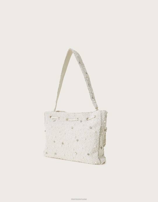Monsoon نحيف حقيبة يد مزينة باللؤلؤ D68H1299 ملحق أنيق