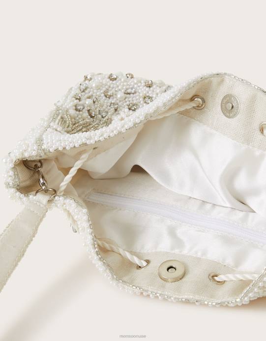 Monsoon نحيف حقيبة يد مزينة باللؤلؤ D68H1299 ملحق أنيق