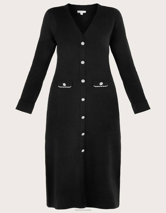 Monsoon نحيف فستان منسوج بتفاصيل جيب D68H129 ملابس أسود