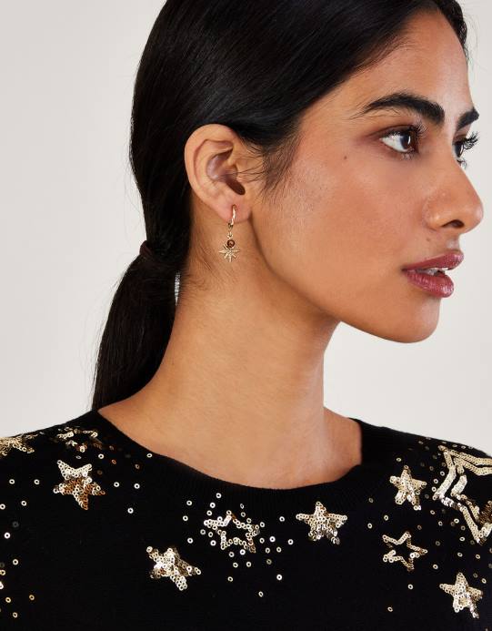 Monsoon نحيف أقراط هوجي هوب على شكل نجمة D68H1301 ملحق موضة