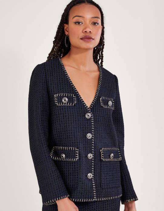 Monsoon نحيف سترة تيلي تويد D68H130 ملابس أسود