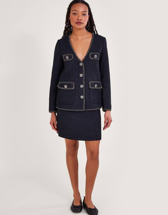 Monsoon نحيف سترة تيلي تويد D68H130 ملابس أسود