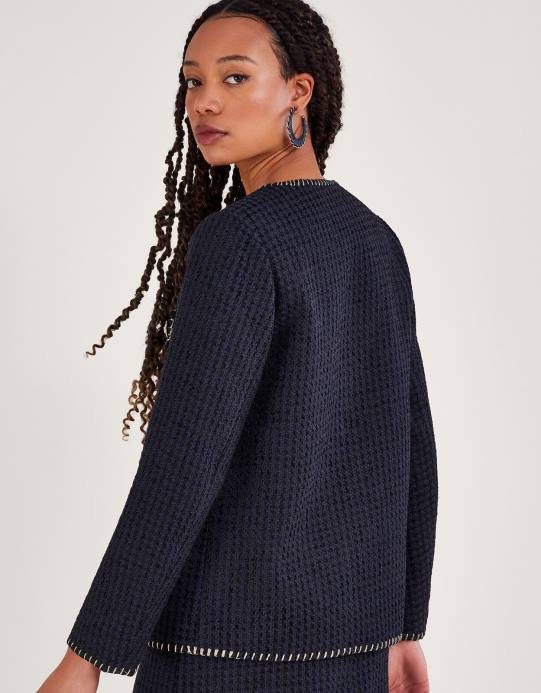 Monsoon نحيف سترة تيلي تويد D68H130 ملابس أسود