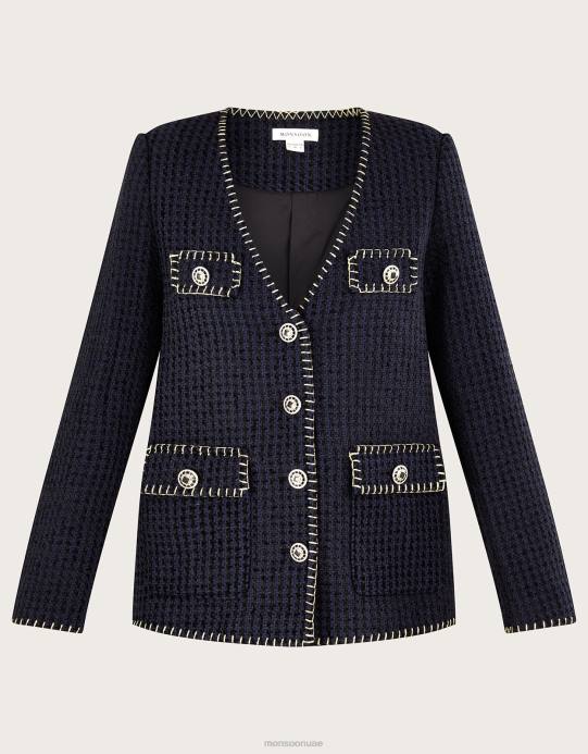 Monsoon نحيف سترة تيلي تويد D68H130 ملابس أسود