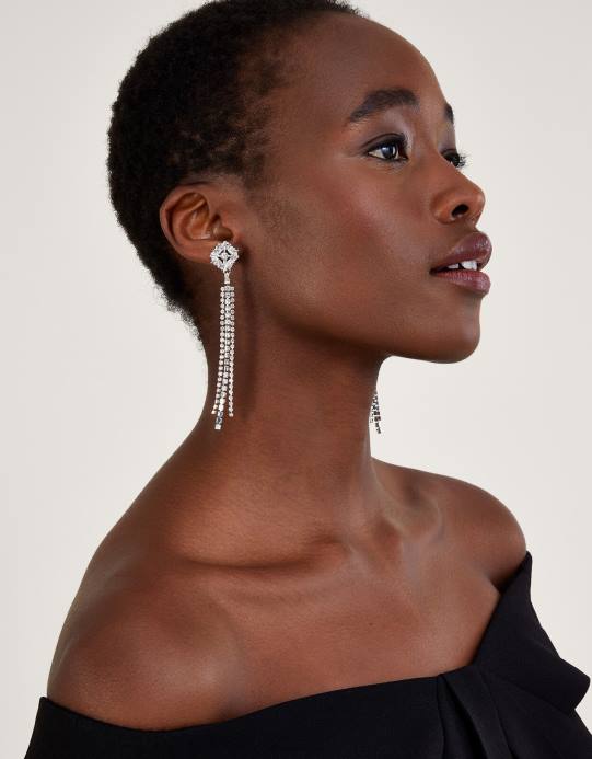 Monsoon نحيف أقراط متدلية من الكريستال D68H1312 ملحق موضة