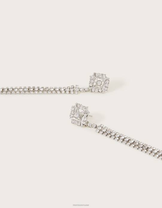 Monsoon نحيف أقراط متدلية من الكريستال D68H1312 ملحق موضة