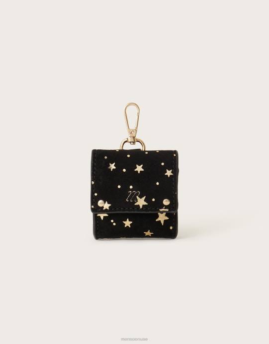 Monsoon نحيف حافظة أذن بطبعة رقائق من الجلد السويدي D68H1313 ملحق أنيق