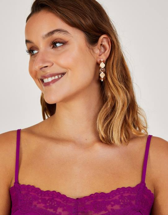 Monsoon نحيف عملة اللؤلؤ هوب الأقراط D68H1324 ملحق موضة