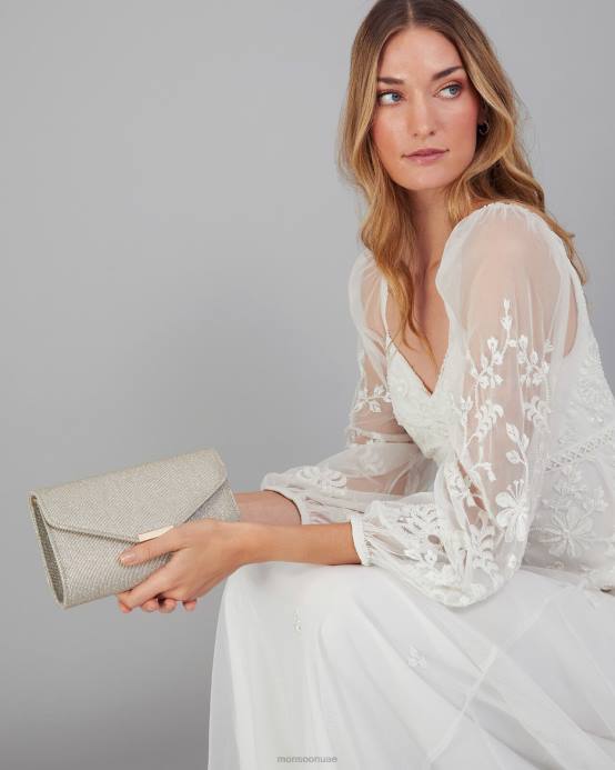 Monsoon نحيف حقيبة يد لامعة للمناسبات D68H1327 ملحق ذهب