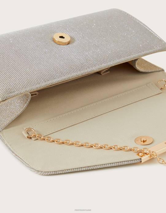 Monsoon نحيف حقيبة يد لامعة للمناسبات D68H1327 ملحق ذهب