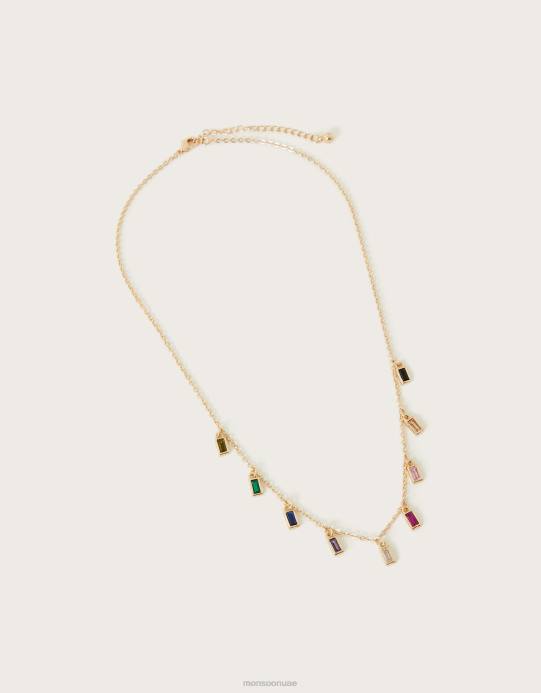 Monsoon نحيف جوهرة متعددة سحر قلادة D68H1328 ملحق أنيق