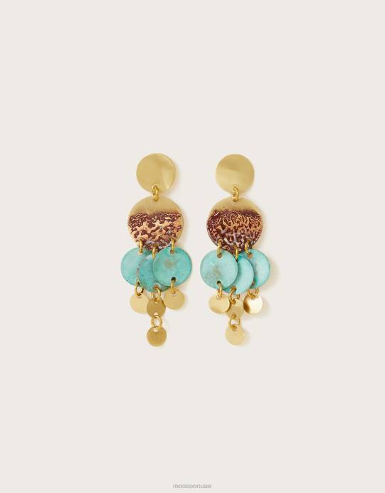 Monsoon نحيف أقراط سيبيليا الكبيرة باللون الفيروزي D68H1337 ملحق أنيق