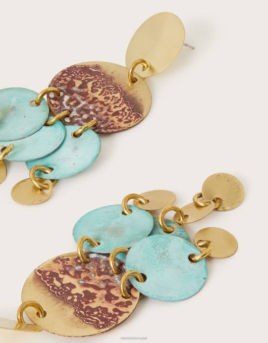 Monsoon نحيف أقراط سيبيليا الكبيرة باللون الفيروزي D68H1337 ملحق أنيق