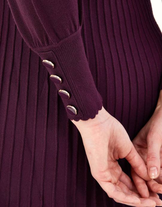 Monsoon نحيف فستان بياقة واسعة من لينزينج إيكوفيرو D68H133 ملابس خمر أحمر)