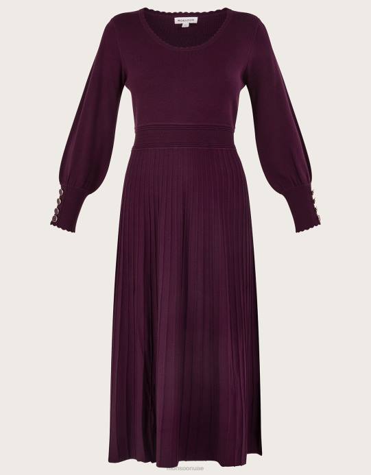 Monsoon نحيف فستان بياقة واسعة من لينزينج إيكوفيرو D68H133 ملابس خمر أحمر)