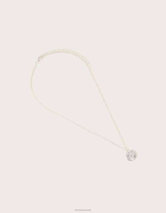 Monsoon نحيف قلادة قلادة القرص D68H1345 ملحق فضة