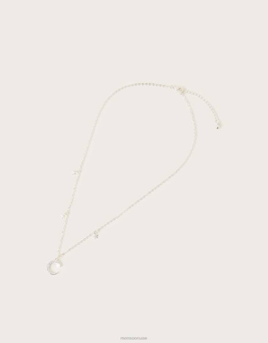 Monsoon نحيف قلادة رقيقة على شكل قمر ونجمة D68H1350 ملحق أنيق
