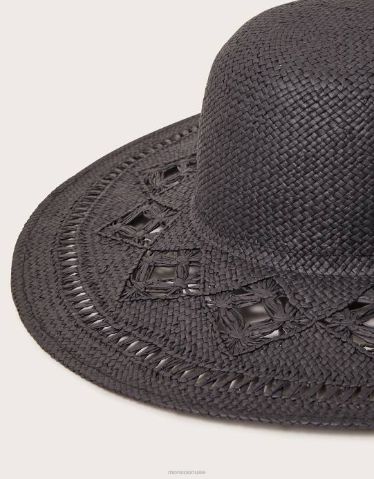 Monsoon نحيف قبعة من القش قابلة للتعبئة D68H1363 ملحق حار