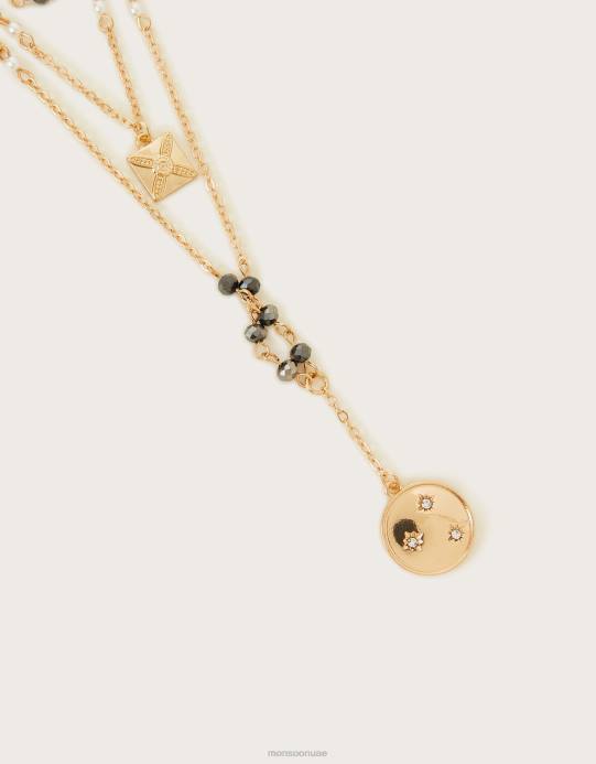 Monsoon نحيف قلادة الطبقات سحر الماس D68H1364 ملحق موضة